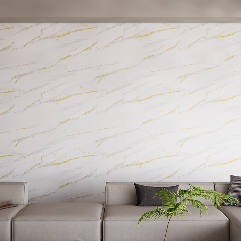 Pegatina decorativa de pared con vetas de oro natural y mármol blanco 